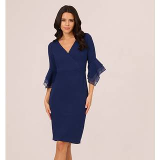 Adrianna Papell Blue Crepe Combo Midi Dress40