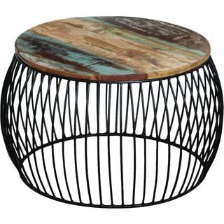 sofabord rundt 68x37 cm massivt genbrugstræ