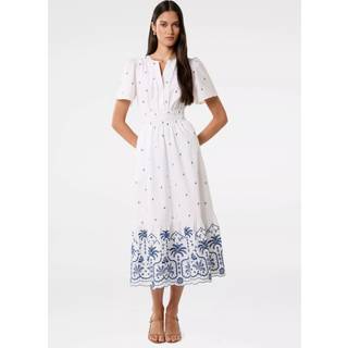 Forever New Forever New Eleanor Broderet 100% Bomuld Midi Kjole - EU 38 (UK 10)