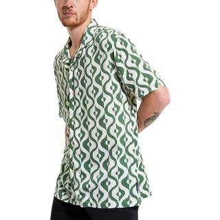 Ben Sherman Herren Kurzarmhemd grün,weiß gemustert