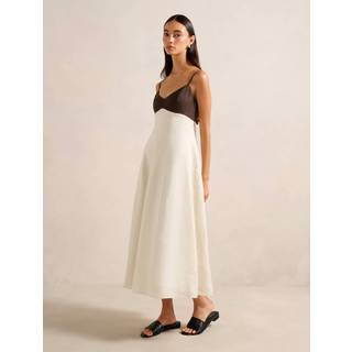 Forever New Forever New Ada midikjole i rent hør med kontrastfarver - EU 38 (UK 10)