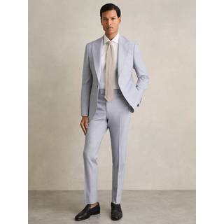 Reiss Reiss Soft Blue Belmont Slim-Fit Suit Trousers With Wool