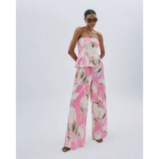 River Island River Island Pink Linen Blend Floral Print Jumpsuit