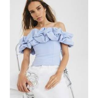 River Island Ruffle Bardot Topmedium