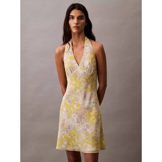 Printed Georgette Halter Neck Dress - Grey - 32