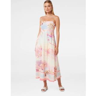 Forever New Forever New Cream Joanne Midi Dress with A Touch Of Linen
