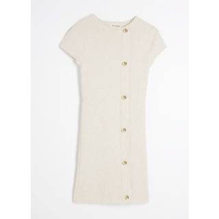 River Island River Island Cream Asymmetic Button Detail Knitted Dress - EU 38 (UK 10)