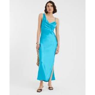 River Island River Island Blue One Shoulder Cowl Neck Maxi Slip Dress