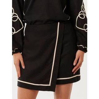 Forever New Forever New Black Claude Wrap Mini Skirt with A Touch Of Linen