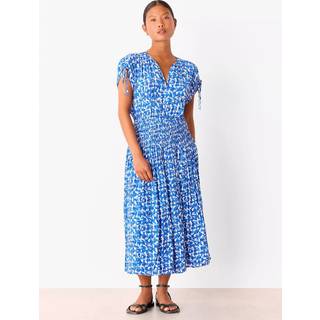 Whistles Whistles Blue Petite Brushed Stroke Midi Dress - EU 40 (UK 12)