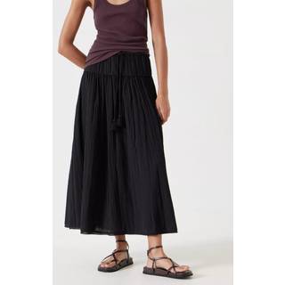 Hush Hush Black Gathered Detail Midi Skirt - Large