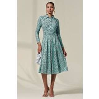 Jolie Moi Jolie Moi Green Pleated Button Up Midi Dress