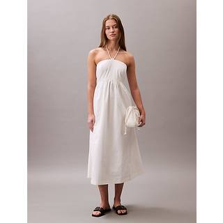 Cotton Twill Halter Dress - White - S