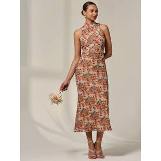 Jolie Moi Jolie Moi Chiffon Halterneck Printed Midaxi Kjole - EU 42 (UK 14)