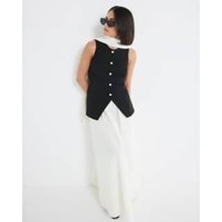 River Island River Island Black Petite Poplin Waistcoat Midi Dress