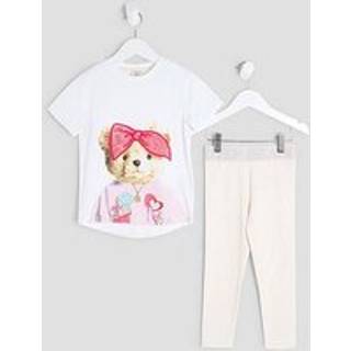River Island River Island Pink Girls Bandana Bear T-Shirt Set