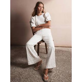 Mint Velvet Mint Velvet Cream Lace Sequinned Flare Trousers