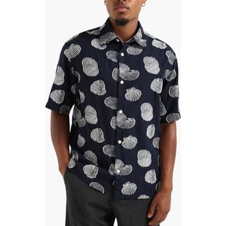 Freddy Fil-Coupé Jacquard Skjorte, Navy Blue, XL