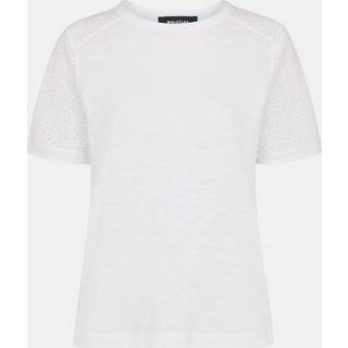 Whistles Whistles White Broderie Sleeve Detail 100% Cotton T-Shirt