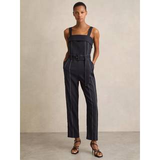 Reiss Reiss Navy Fianna Contrast Stitch Structured Jumpsuit