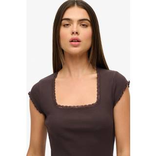 Superdry Essential Square Neck Kortærmet 100% Bomulds T-shirtEU 44 (UK 16)