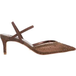 Dune London Dune London Brown Standard Fit Charismatic Pointed Metallised Fibre Slingback Heels