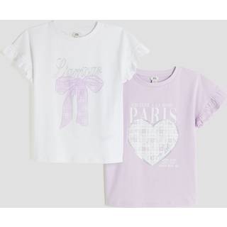 River Island River Island Purple Girls Frill 100% Cotton T-Shirts 2 Pack