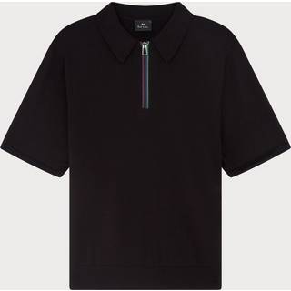 Paul Smith Half Zip Polo T Shirt Black