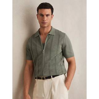Reiss Reiss Sage Tay Pointelle-Knit Zip-Through Shirt