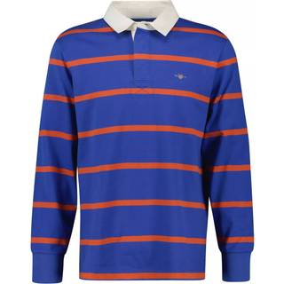 Gant GANT Blue 100% Cotton Long Sleeve Thin Striped Polo Shirt