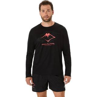 Asics Men's Fujitrail Logo Ls Top Performance Black/carbon/coral Reef, XS