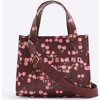 River Island River Island Red Cherry Print Embroidered Tote Bag