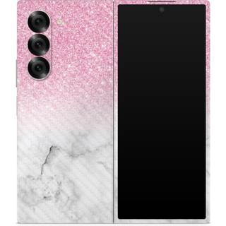 Carbon Fiber Phone Skin kompatibel med Samsung Galaxy Z Fold 6 - Marmor Glitz - Premium 3M Vinyl Protective Wrap Decal Cover - Let at anvende | U