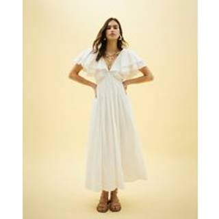 River Island River Island Midi-kjole med flagrende ærmer og rynket pasform - EU 36 (UK 8)