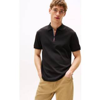 Tommy Hilfiger Interlock Zip Polo T Shirt Black