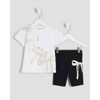 River Island Piger Hvid Sløjfe T-shirt og Kort Sæt8086cm
