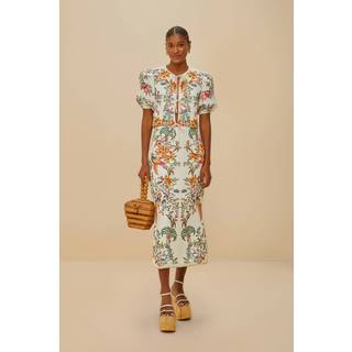 Farm Rio Printed linen midi skirt - multicoloured - M