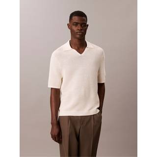 Tech Knit Johnny Collar Polo Shirt - White - S