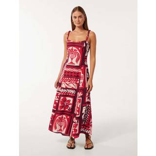 Forever New Hør Blend Simona Square Neck Strappy Midi Kjole42