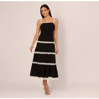 Adrianna by Adrianna Papell Knit Crochet Trim Black Dress38