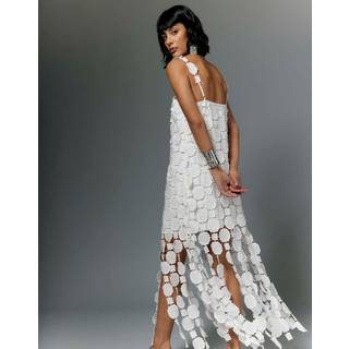 River Island River Island Cream Crochet Fringe Occasion Midi Dress