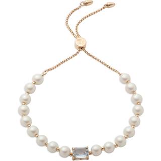 Lauren Ralph Lauren Lauren Ralph Lauren Gold Tone Pearl and Light Sapphire Stone Slider Bracelet