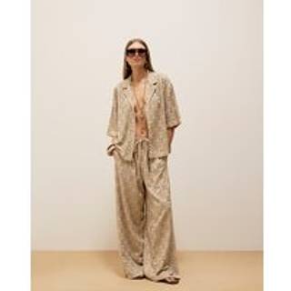 River Island River Island Natural Stud Embellished 100% Cotton Trousers