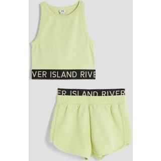River Island River Island Cream Girls Glitter Tank Top Set