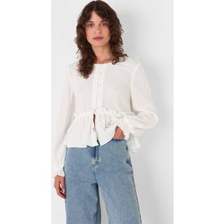 Whistles Whistles bomuldsbluse med flæser og peplum