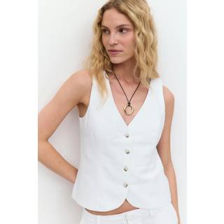 Gina Tricot-Linen blend tailored vest-Veste-Hvid-36-Dame