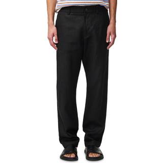 NN07 Aden Regular Fit Linen Trousers Black