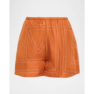 Toteme Monogram silk twill pajams shorts - orange - L