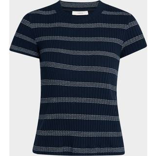 Vince Ribbed-knit striped cotton-blend T-shirt - blue - XS