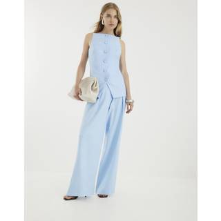 River Island River Island Blue Linen Wide Leg Trousers